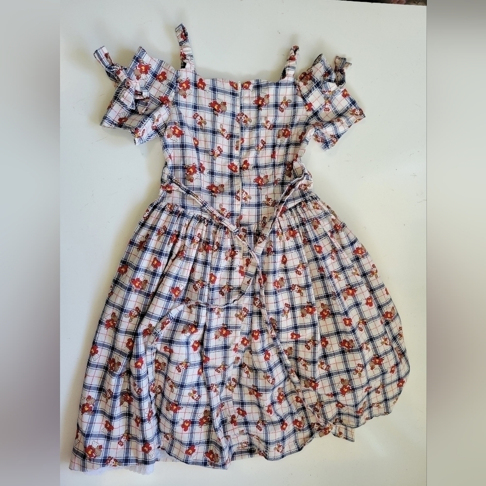 Vntg Giorgio Kids Bear Plaid Pinup Dress Size 7 - Picture 2 of 10